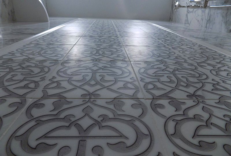 An ornate patterned tile floor